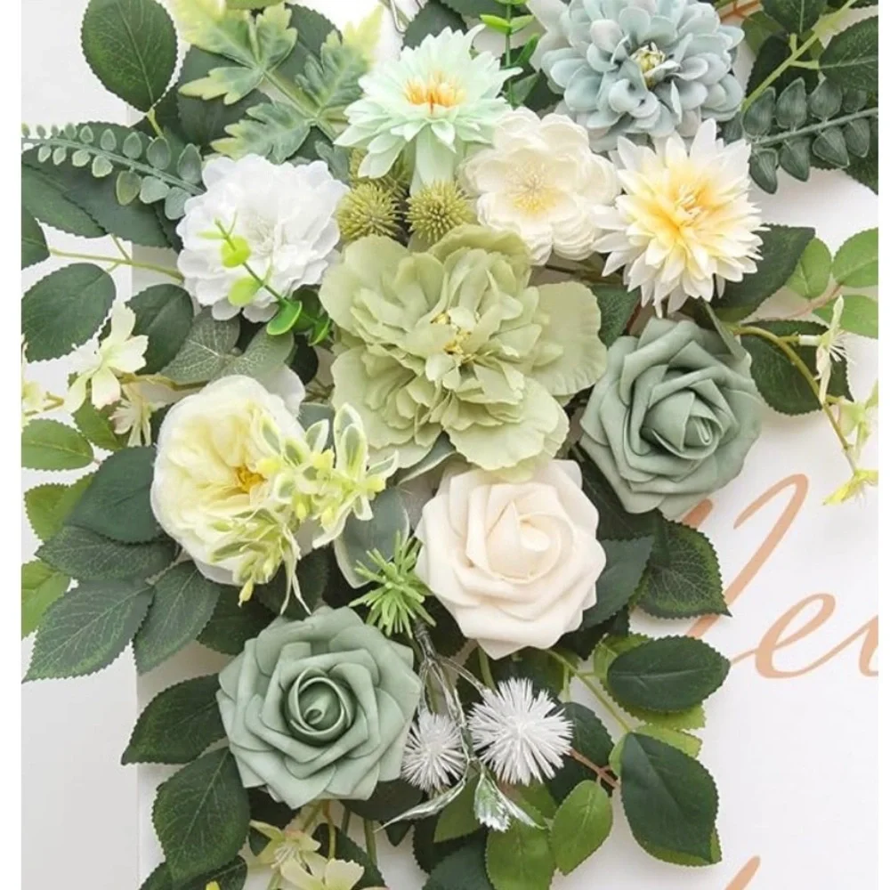 Faux Floral Mixed Bouquet in Cream, Yellow & Sage Green